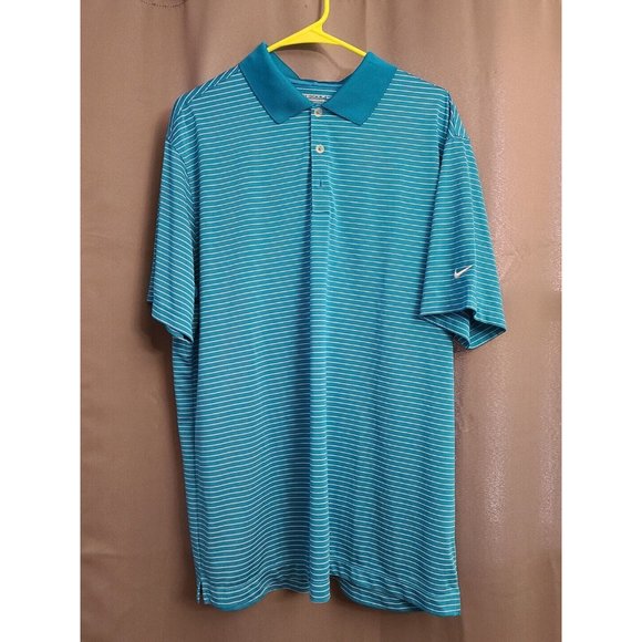 Nike Blue/White Striped Golf Polo Dri Fit Standard Fit 585748-413 Size XL - Picture 1 of 1